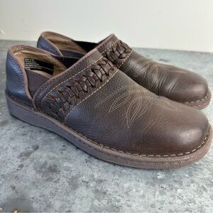 Justin Boots Leather Slip On Clog Womens Size 9M Brown Western Casual Shoes